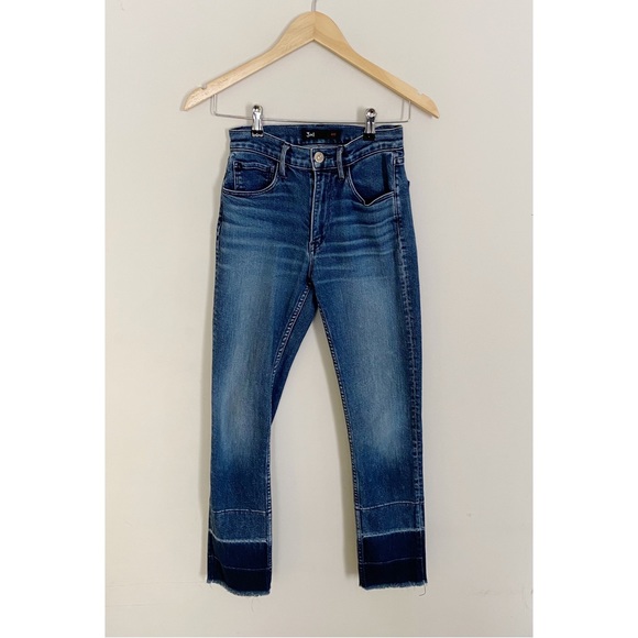 3X1 Cropped Ombre Raw Hem Jeans W4 Shelter Straight High Rise Size 24 - Picture 2 of 8